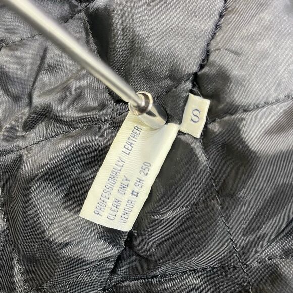 BLUELINE & COMPANY Vintage Black Leather Short Trench Jacket Hooded Women Small - Picture 11 of 16